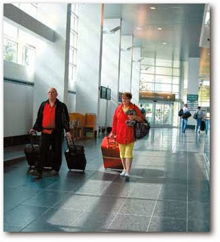 Rolling luggage at Anchorage airport.