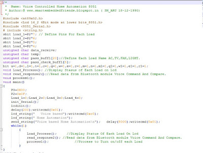 Voice Controlled Home Automation Code