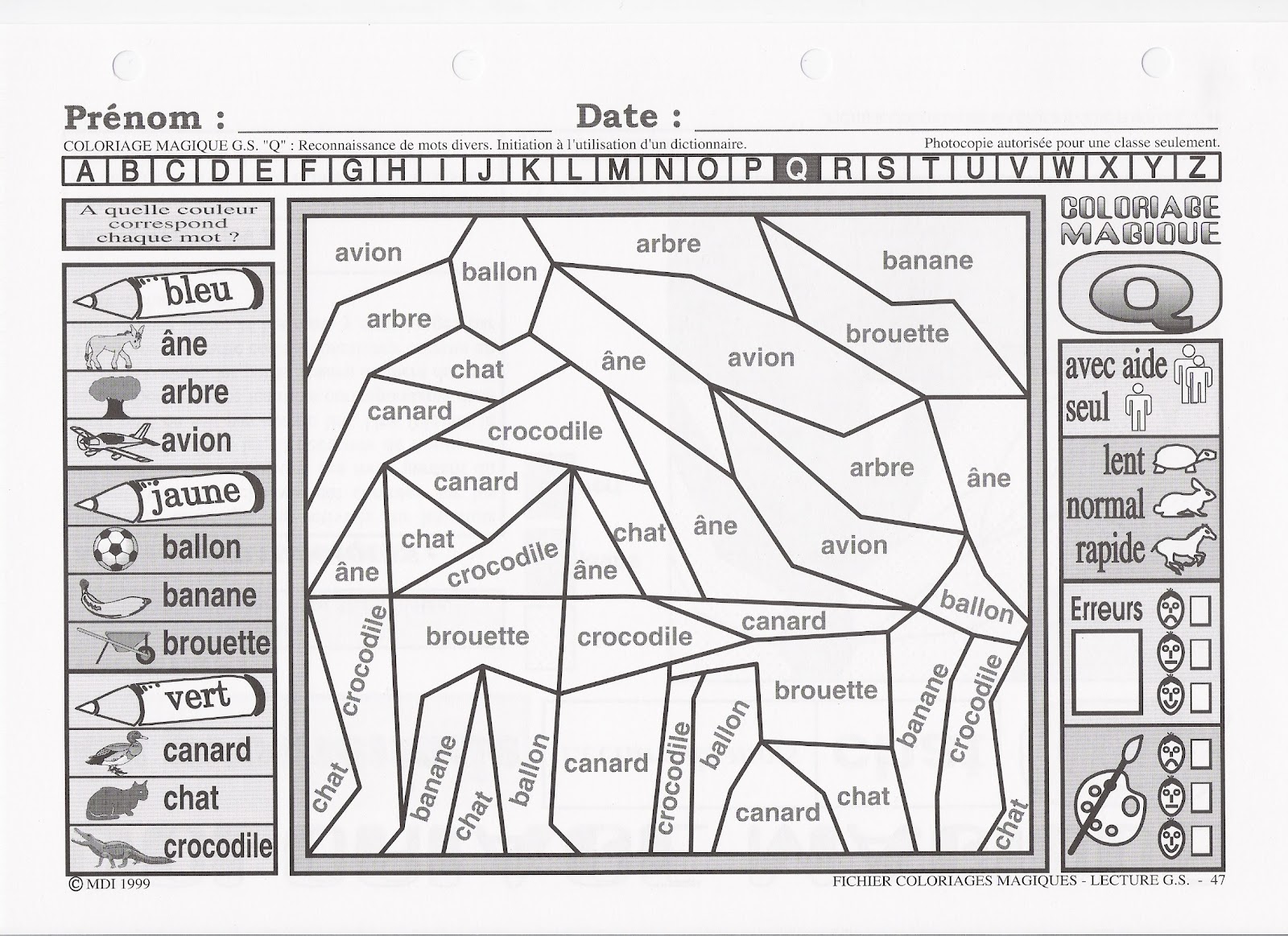 coloriage code cp lecture