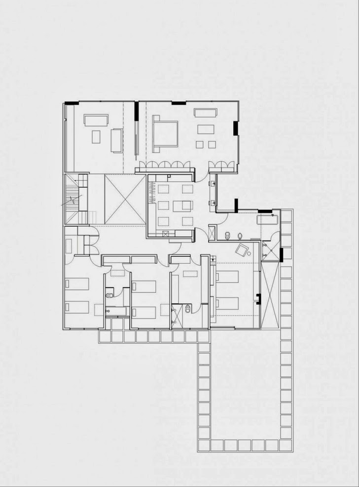 Second floor plan of Modern dream home by Paz Arquitectura