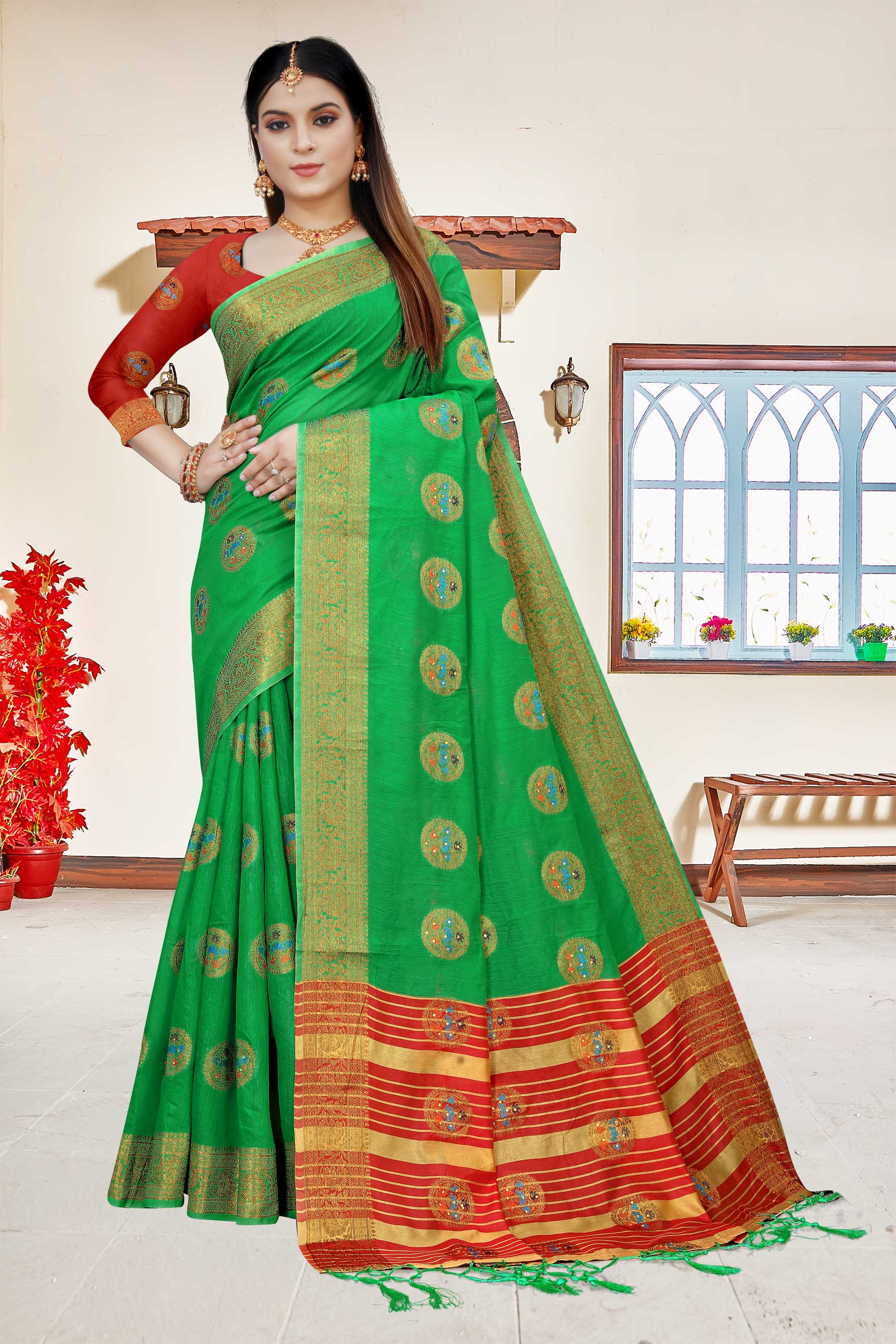 Green Semi Paithani Silk Saree