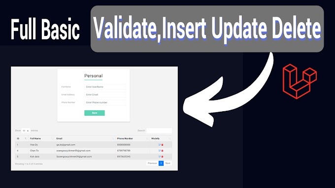 Laravel Validate Insert Update Delete Basic
