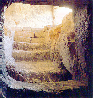 View from inside of the Jesus empty Tomb religious image