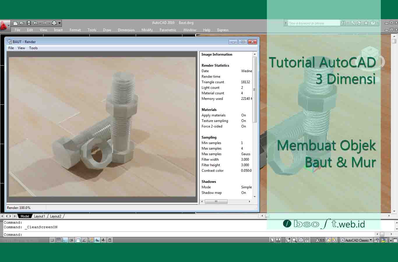 Belajar AutoCAD 3D Membuat Baut Dan Mur Belajar Mudah AutoCAD