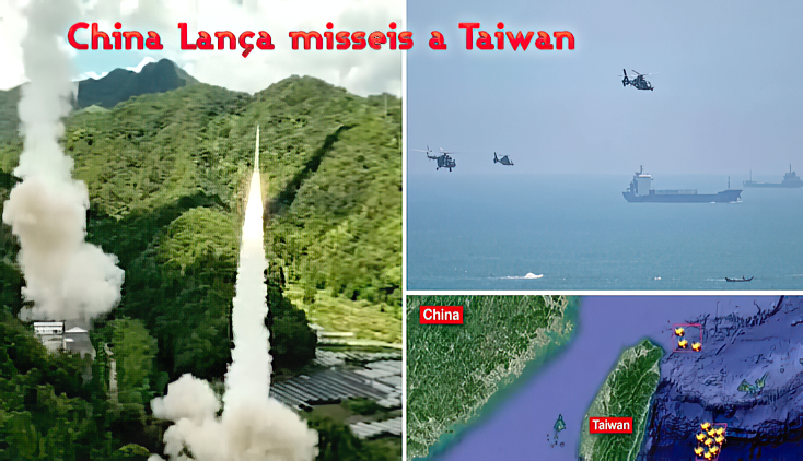 China lança mísseis a Taiwan