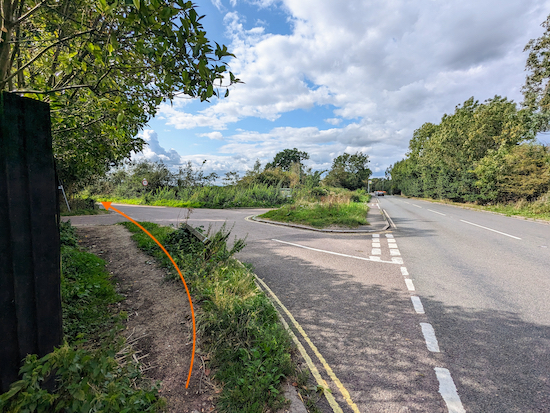 Turn left on Bell Lane then head WSW