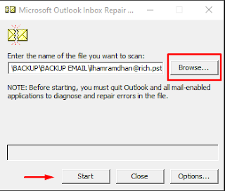 tidak bisa send and receive email outlook