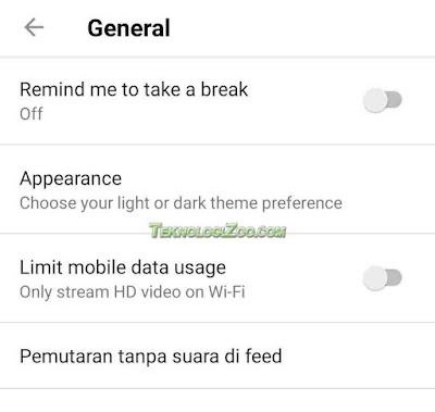 cara mode gelap youtube android