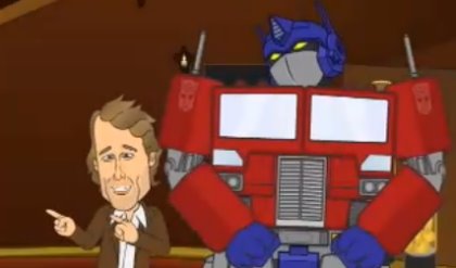 Michael Bay and Optimus Prime, from SuperNews!' Transformers spoof.