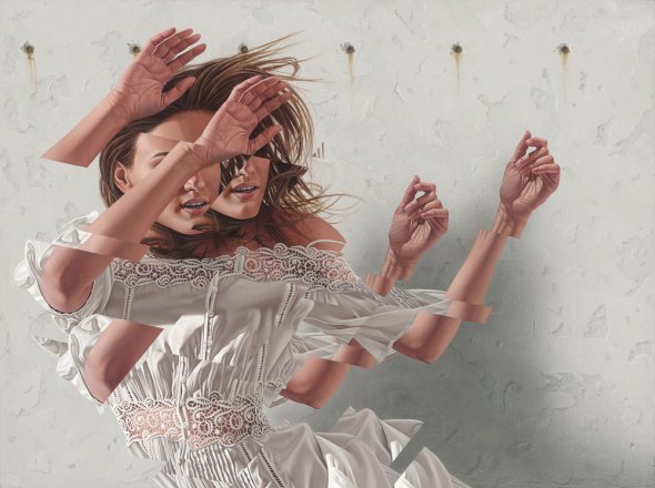 James Bullough arte pinturas murais mulheres glitches foto realistas beleza