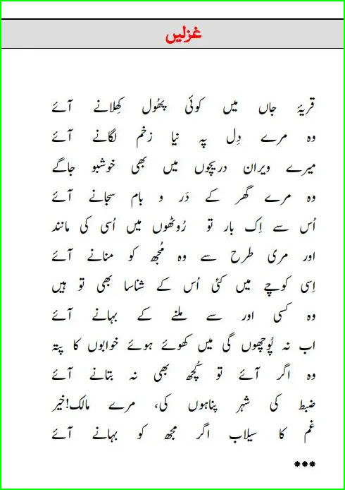 Parveen Shakir Ghazal Poetry