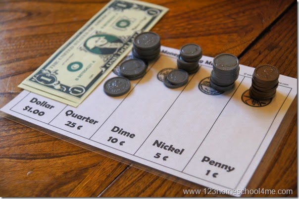 Sorting Money mat to help kindergarten and 1st grader practice counting money