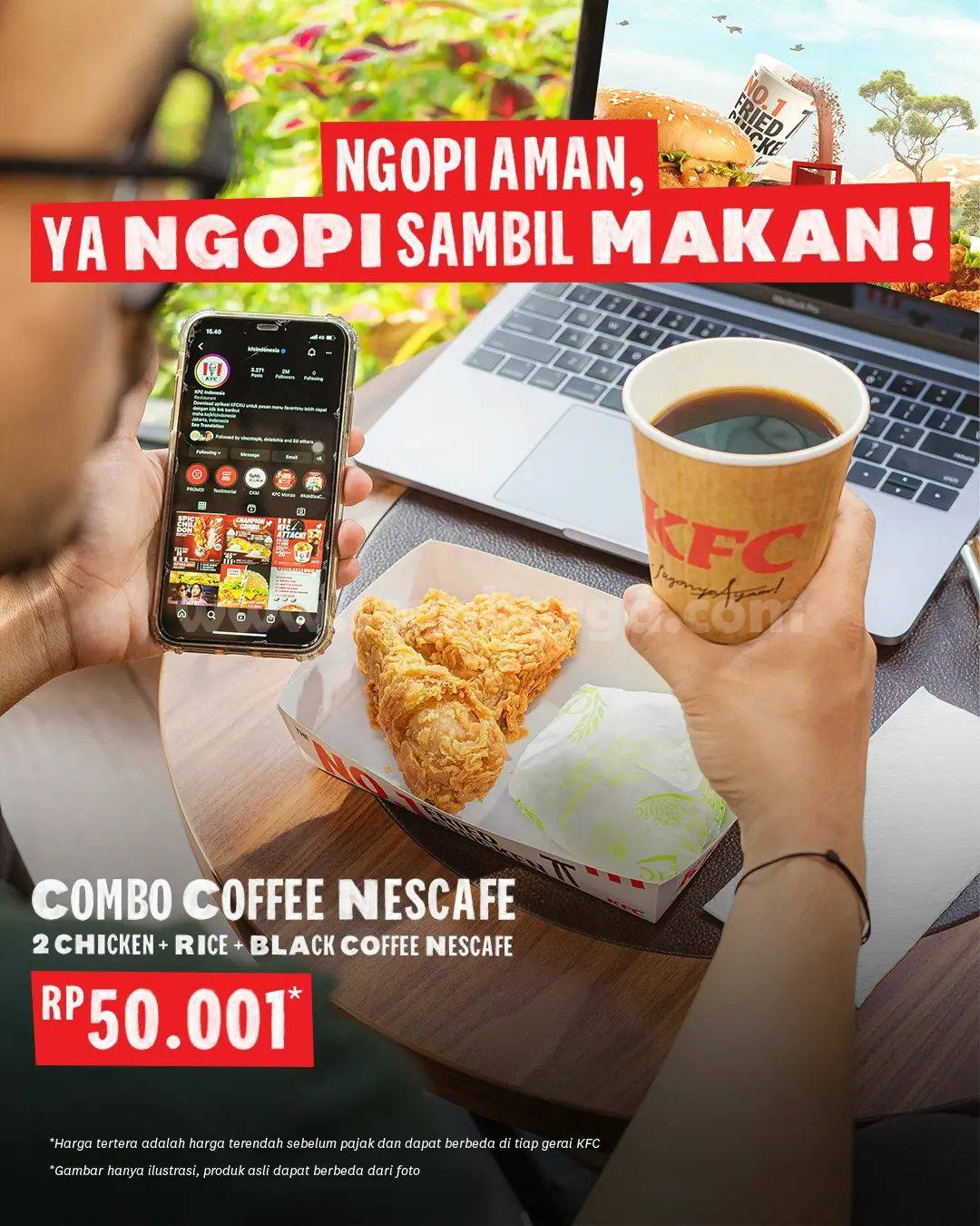 Promo KFC COMBO COFFEE NESCAFE + Paket 2 Ayam + Nasi hanya Rp. 50.001