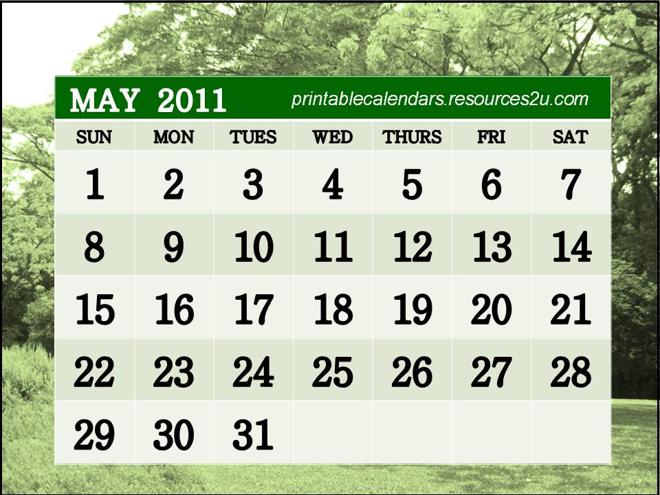 may calendar 2011. Printable May 2011 Calendar