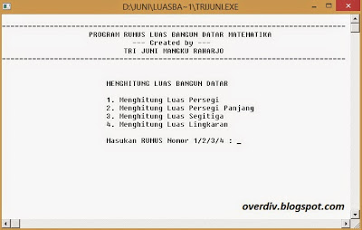 Program Menghitung Luas Bangun Datar Pada Turbo Pascal (TPW)