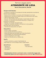 Vaga de Atendente de Loja em Recife/PE