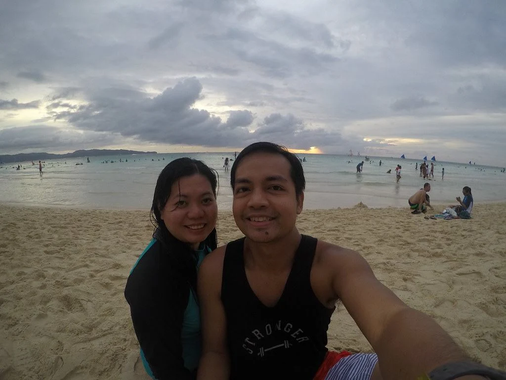 Sitting leisurely at the beach in Boracay