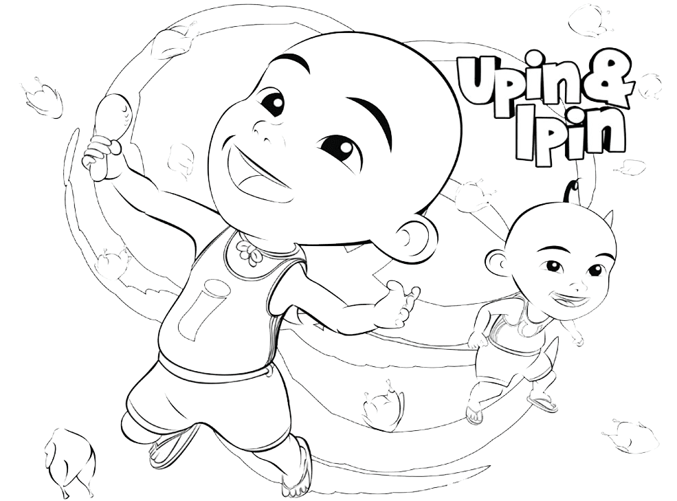  Gambar  Mewarnai Upin  Ipin  Untuk Anak PAUD dan TK