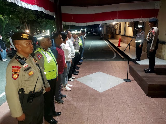 Puluhan Personel Polresta Balikpapan dan Polsek Jajaran Ikuti Apel Kesiapan Patroli Malam