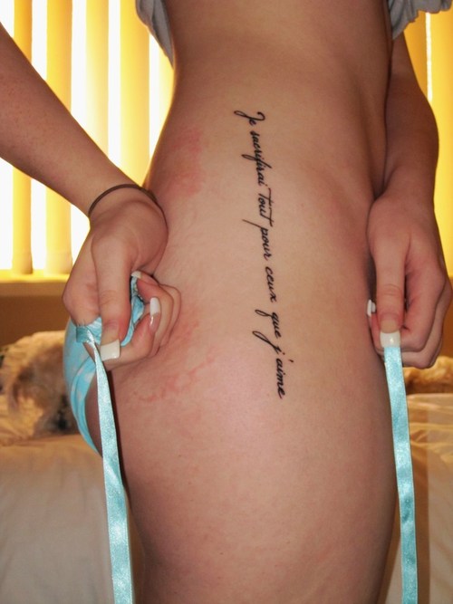 Center Tattoo: Side Body Tattoo Letters