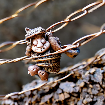 Troll in barbed wire