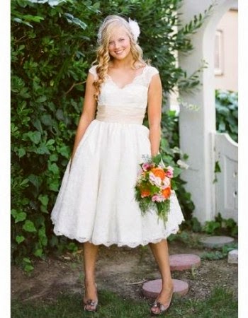 Inexpensive Custom Knee Length Lace Short Reception Wedding Dress