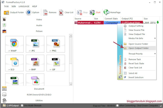 menuju folder gambar yang telah di ubah formatnya