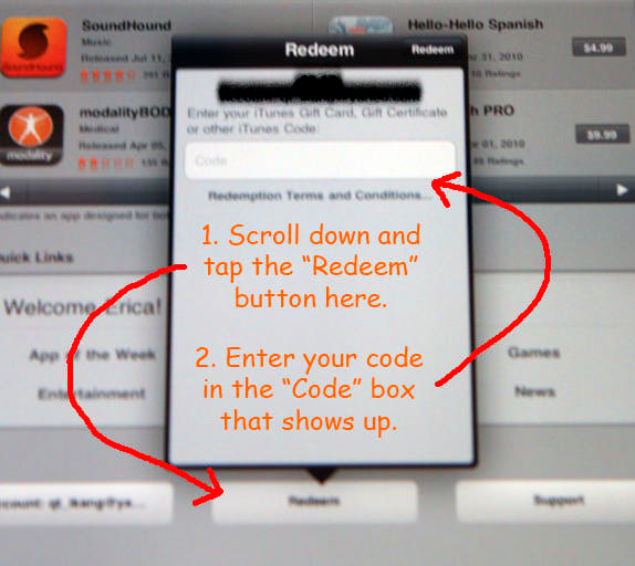 How to Redeem a Promo Code, Gift Certificate or Gift Card Using an iPad