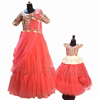 Party Wear Matching Mom and Daughter Lehenga