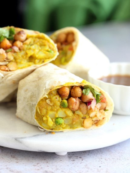 Samosa Wraps - Spiced Potato Chickpea Chutney Burrito