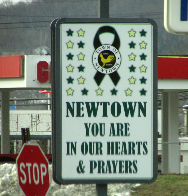 Image of Newtown support sign in a neighboring town.