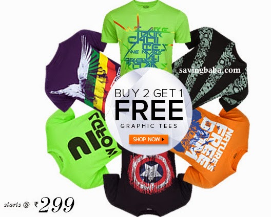 Buy 2 Get 1 Free Graphic Tees + Extra 15% via payumoney :  Zovi