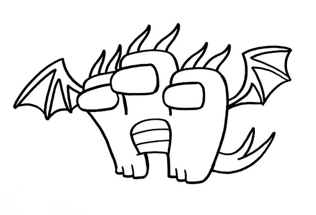 King Ghidorah in the style of Among Us Coloring Pages