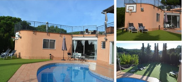 casa marron con piscina en mataro 