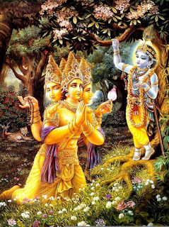 Lord Brahma Approaches Krishna