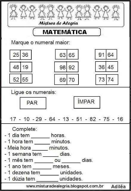 Matemática para séries iniciais de alfabetização
