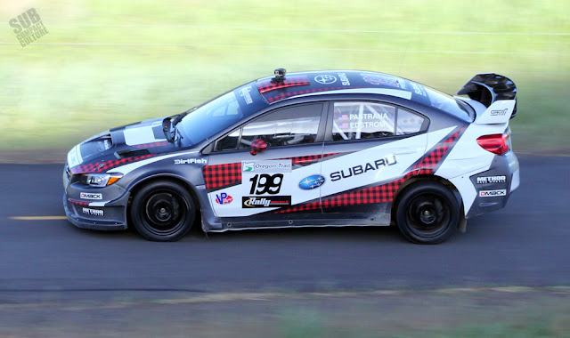 Travis Pastrana on tarmac at Oregon Trail Rally