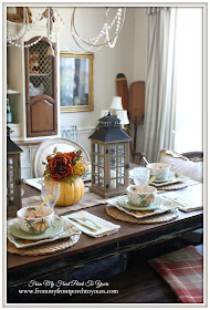 French Country- Farmhouse- Fall Tablescape-Fall Dining Room-From My Front Porch To Yours