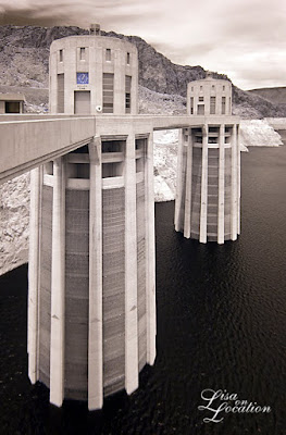 Hoover Dam, Lake Meade, intake towers, infrared, New Braunfels photography