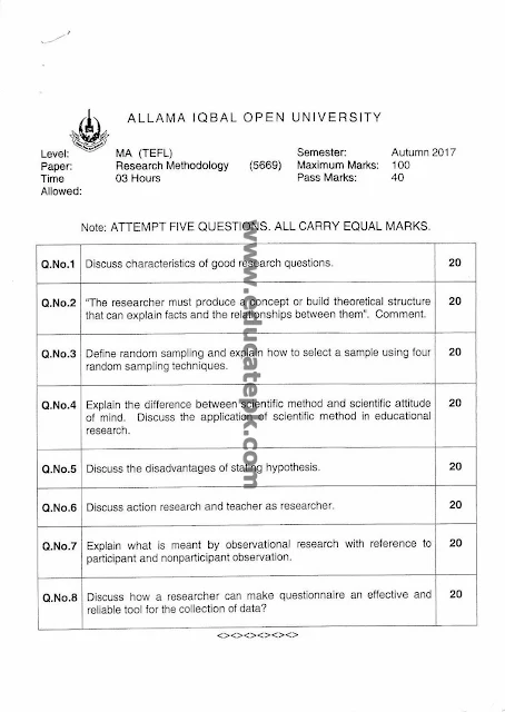 Aiou Past Papers MA TEFL 5669