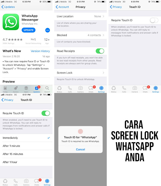 Pengguna iPhone, Kini Anda Boleh Lock Aplikasi Whatsapp Anda