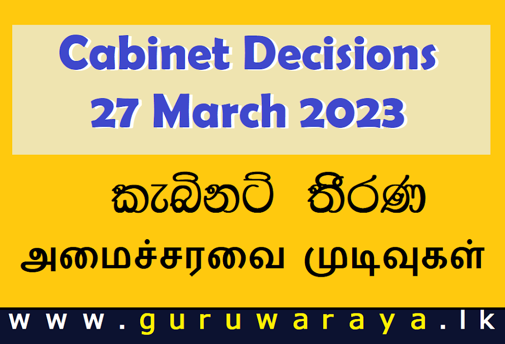 Cabinet Decisions - 27 March 2023