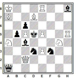Problema de mate en 2 compuesto por Karl A. K. Larsen (1° Premio, Schackvärlden 1929)