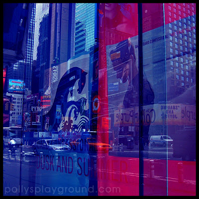 new york city street window reflection