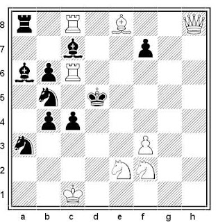 Problema de mate en 2 compuesto por Luis Gómez y José Antonio Coello (3º Mención, Jubileo Mario G. García-70, 2018)