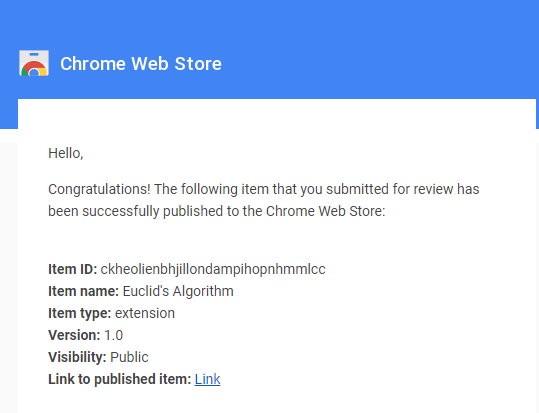 Browser extension published - reviewed and approved by Google