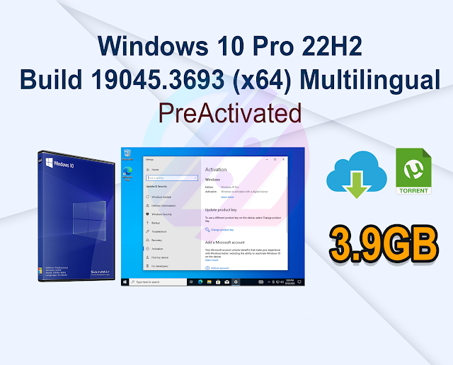 Windows 10 Pro 22H2 Build 19045.3693 (x64) Multilingual Pre-Activated