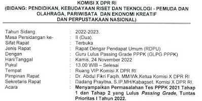 Update Terbaru Hasil Rapat Komisi X DPR RI Tentang PPPK 2022, Kamu Wajib Lihat !