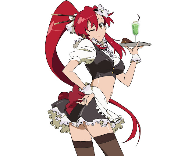   -Tengen Toppa Gurren Lagann -Yoko Littner maid dress red long hair sexy female girl anime hd wallpaper desktop pc background 0020