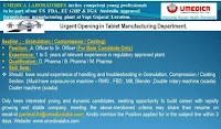 D. Pharma / B. Pharma / M. Pharma Urgent Opening in Tablet Manufacturing Department in Umedica Laboratories Pvt. Ltd, Gujarat